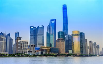 Shanghai, China, rascacielos, urbano, la arquitectura moderna, centro de negocios, Shanghai World Financial Center