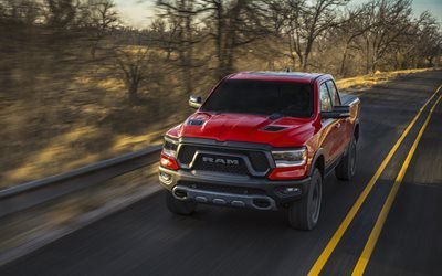 dodge ram 1500, 2018, roter pickup-truck, der neue suv, red ram 1500, amerikanische autos, dodge