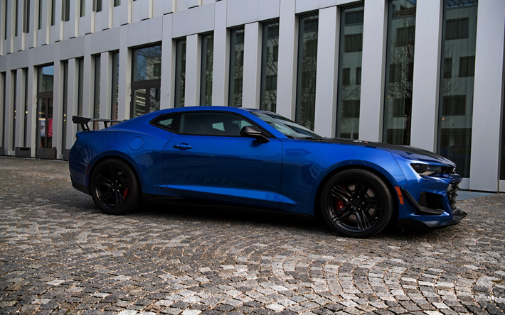Download Wallpapers Chevrolet Camaro Zl1 1le 2018 Blue Sports