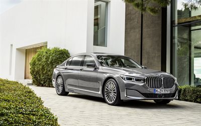BMW 7, 2019, luxury sedan, n&#228;kym&#228; edest&#228;, uusi silver 7-sarja, saksan luksusautojen, 750Li, G12, G11, BMW
