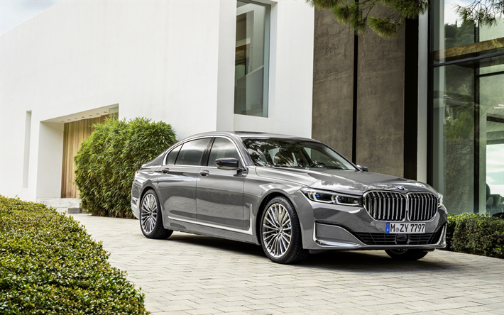BMW 7, 2019, sedan de luxo, vista frontal, nova prata 7-s&#233;rie, alem&#227;o de carros de luxo, 750Li, G12, G11, BMW