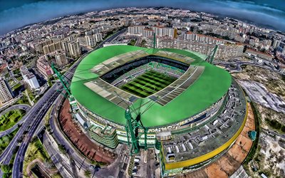 Estadio Jose Alvalade, Lisbon, aerial view, Sporting Stadium, HDR, football stadium, soccer, Sporting arena, Portugal, Portuguese stadiums