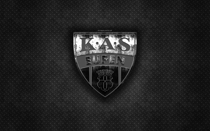 KAS Eupen, Belgian football club, black metal texture, metal logo, emblem, Eupen, Belgium, Jupiler Pro League, Belgian First Division A, creative art, football