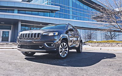 4k, Jeep Cherokee, rue, 2019 voitures, Suv, gris Cherokee, voitures am&#233;ricaines, Jeep