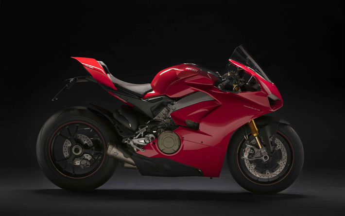 4k, Ducati Panigale V4 R, studio, 2019 moto, vista laterale, rosso moto, nuova Panigale, Ducati