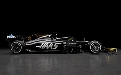 Haas VF-19, 2019, la F&#243;rmula 1, el nuevo coche de carreras de 2019, F1 2019, vista lateral, Haas F1 Team