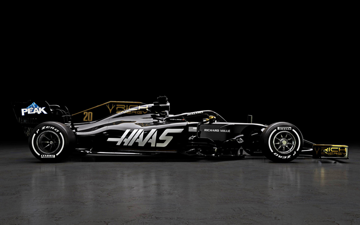 Haas VF-19, 2019, la Formule 1, la nouvelle voiture de course 2019, F1 2019, vue de c&#244;t&#233;, Haas F1 Team