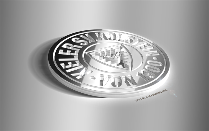 Holstein Kiel, 3D &#231;elik logo, Alman Futbol Kul&#252;b&#252;, 2 3D amblem, Kiel, Almanya, metal amblem, Bundesliga, futbol, yaratıcı 3d sanat