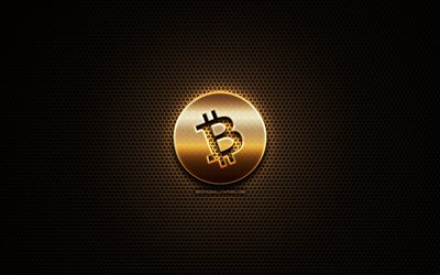 Bitcoin Cash glitter logo, cryptocurrency, grid metal background, Bitcoin Cash, creative, cryptocurrency signs, Bitcoin Cash logo