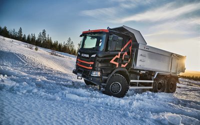 Scania G500 XT, 4k, winter, 2020 trucks, dump trucks, LKW, cargo transport, 2020 Scania G500 XT, trucks, Scania