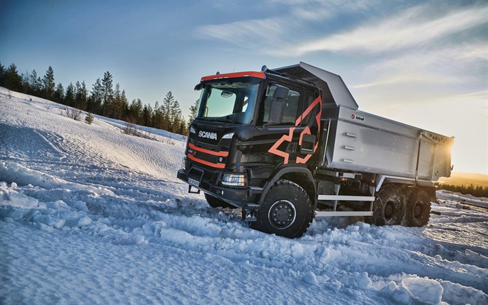 Scania G500 XT, 4k, vinter, 2020 f&#246;r lastbilar, dumper, Lastbil, cargo transport, 2020 Scania G500 XT, lastbilar, Scania