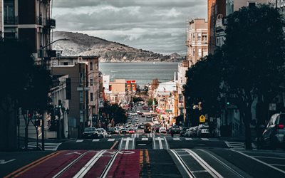 San Francisco, 4k, street, hills, american cities, California, City of San Francisco, USA, Cities of California, America