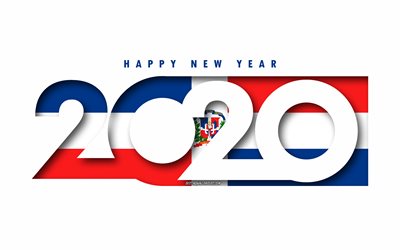 Dominik Cumhuriyeti, beyaz arka plan, Mutlu Yeni Yıl Dominik Cumhuriyeti, 3d sanat Dominik Cumhuriyeti 2020, Bayrak, 2020 kavramlar, Dominik Cumhuriyeti bayrağı, 2020 Yeni Yıl, 2020 Dominik Cumhuriyeti bayrağı