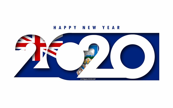 Islas malvinas 2020, la Bandera de las Islas Malvinas, fondo blanco, Feliz A&#241;o Nuevo de las Islas Falkland, arte 3d, 2020 conceptos, Islas Malvinas de la bandera de 2020, A&#241;o Nuevo, 2020 Islas Malvinas de la bandera