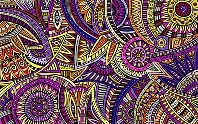 violet paisley background, paisley patterns, floral patterns, background with flowers, colorful paisley background, retro paisley patterns, retro floral background