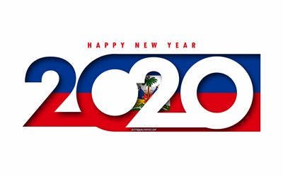 Haiti 2020, Flag of Haiti, white background, Happy New Year Haiti, 3d art, 2020 concepts, Haiti flag, 2020 New Year, 2020 Haiti flag