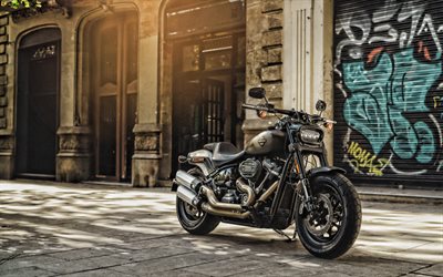 Harley-Davidson Fat Boy, 2020, ulkoa, musta moottoripy&#246;r&#228;, amerikkalainen moottoripy&#246;rien, Harley-Davidson
