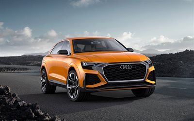 Audi Q8, Sport Concept, 2017, Yellow Q8, crossover, new Audi, SUV, German cars, Audi