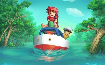 Ponyo, boat, Sousuke Ponyo on the Cliff by the Sea