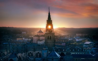 Toledo, paisagens de cidade, igreja, Espanha, Europa