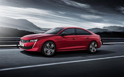Peugeot 508, 2019, red sedan, business class, new cars, new red 508, Peugeot