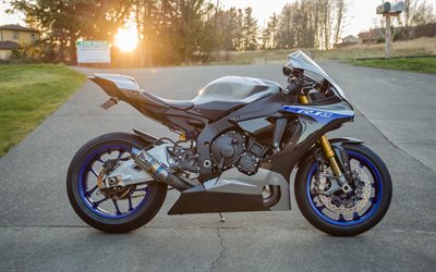 2018, A Yamaha YZF-R1M, 4k, sportbike, vista lateral, Esportes japoneses motocicletas, Yamaha