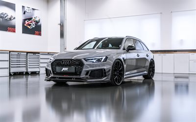 Audi RS6, ABT, 2018, roues Noires, le r&#233;glage, les RS6, station de sports wagon, voitures allemandes, Audi