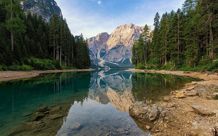 lago de monta&#241;a, lago de origen glaciar, paisaje de monta&#241;a, Alpes, Italia, rocas