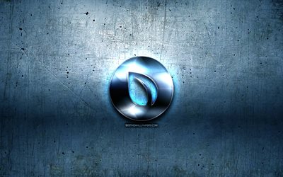 Peercoin金属のロゴ, グランジ, cryptocurrency, 青色の金属の背景, Peercoin, 創造, Peercoinロゴ