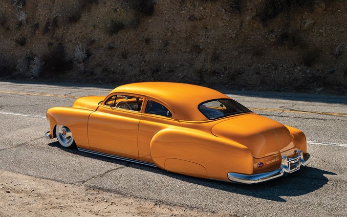 Cadillac Series 61 Convertible, 1939, tuning, orange coupe, retro cars, american cars, Cadillac