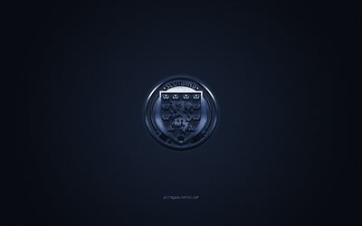 Scotland national football team, emblem, UEFA, blue logo, blue fiber background, Scotland football team logo, football, Scotland