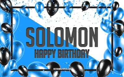 Happy Birthday Solomon, Birthday Balloons Background, Solomon, wallpapers with names, Solomon Happy Birthday, Blue Balloons Birthday Background, greeting card, Solomon Birthday