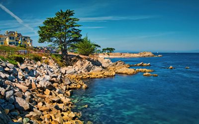 Monterey Bay, sommar, havet, amerikanska st&#228;der, Kalifornien, USA, Amerika, San Jose, HDR