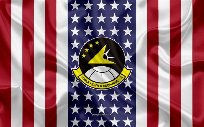 Strike Fighter Squadron 115 Tunnus, VFA-115, Amerikan Lippu, YHDYSVALTAIN Laivaston, USA, UStrike Taistelija Laivue 115 Rintanappi, YHDYSVALTAIN sotalaiva, Tunnus Strike Fighter Squadron 115