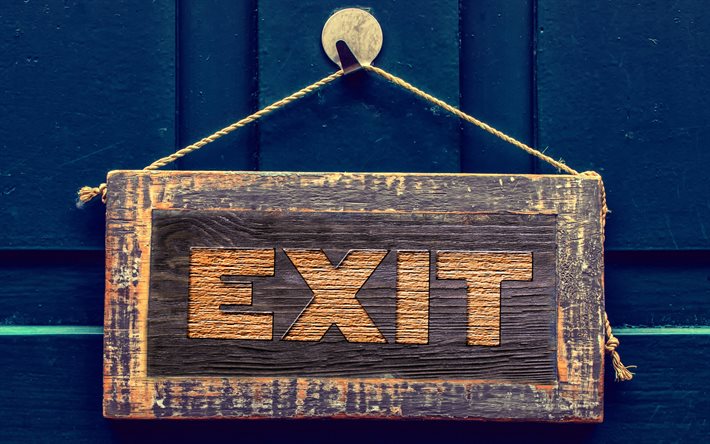 Exit sign, wooden sign, wooden plate, Exit plate, wood texture