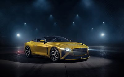 Bentley Mulliner de Bacalar, 2021, vue de face, &#224; l&#39;ext&#233;rieur, jaune convertible, nouveau jaune Mulliner, voitures britanniques, les voitures de luxe Bentley
