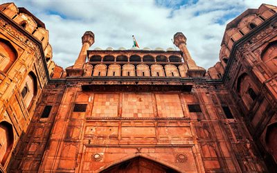 Red Fort, Delhi, India, Lahore Gate, residence, Flag of India, Indian national flag