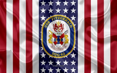 USS Fitzgerald Emblem, DDG-62, American Flag, US Navy, USA, USS Fitzgerald Badge, US warship, Emblem of the USS Fitzgerald