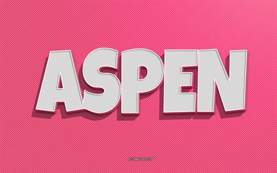 Aspen, pink lines background, wallpapers with names, Aspen name, female names, Aspen greeting card, line art, picture with Aspen name