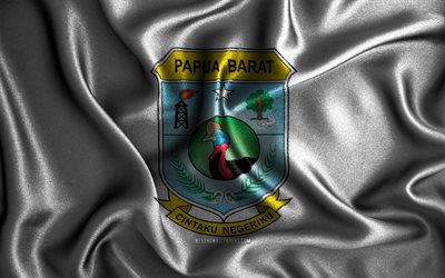bandiera della papua occidentale, 4k, bandiere ondulate di seta, province indonesiane, giorno della papua occidentale, bandiere di tessuto, arte 3d, papua occidentale, asia, province dell indonesia