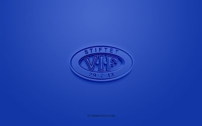 Valerenga IF, creative 3D logo, blue background, Eliteserien, 3d emblem, Norwegian football club, Norway, 3d art, football, Valerenga IF 3d logo