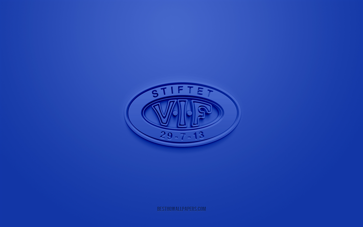 valerenga if, logo 3d creativo, sfondo blu, eliteserien, emblema 3d, club di calcio norvegese, norvegia, arte 3d, calcio, logo 3d valerenga if