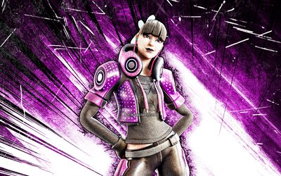 4k, Freestyle, grunge art, Fortnite Battle Royale, Fortnite characters, purple abstract rays, Freestyle Skin, Fortnite, Freestyle Fortnite