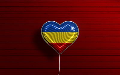 eu amo a prov&#237;ncia de canar, 4k, bal&#245;es realistas, madeira vermelha de fundo, dia da prov&#237;ncia de canar, prov&#237;ncias equatorianas, bandeira da prov&#237;ncia de canar, equador, bal&#227;o com bandeira, prov&#237;ncias do equador, prov&#