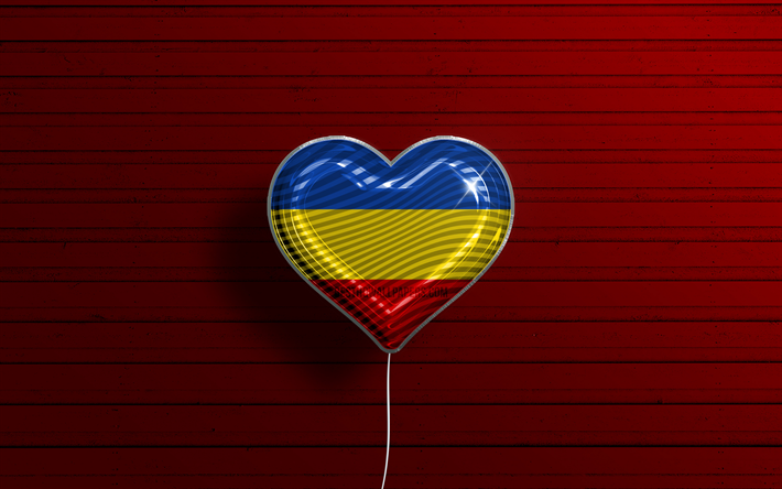 ich liebe die provinz canar, 4k, realistische luftballons, roter holzhintergrund, tag der provinz canar, ecuadorianische provinzen, flagge der provinz canar, ecuador, ballon mit flagge, provinzen von ecuador, provinz canar