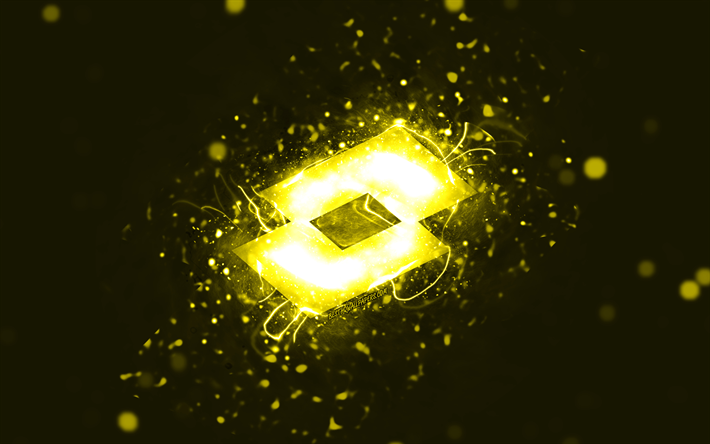 ロト黄色のロゴ, 4k, 黄色のネオンライト, クリエイティブ, 黄色の抽象的な背景, ロットロゴ, ブランド, ロト