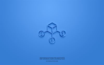 information transfer 3d icon, blue background, 3d symbols, information transfer, business icons, 3d icons, information transfer sign, business 3d icons