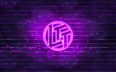 logotipo violeta de linus tech tips, 4k, pared de ladrillo violeta, logotipo de linus tech tips, canales de youtube, logotipo de ne&#243;n de linus tech tips, linus tech tips