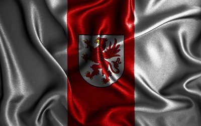 西ポメラニア旗, 4k, シルクの波状の旗, voivodeshipsを磨く, 西ポモージェの日, ファブリックフラグ, 西ポモージェの旗, 3dアート, 西ポモージェ, ヨーロッパ, ポーランドのvoivodeships, 西ポモージェ3d旗, ポーランド