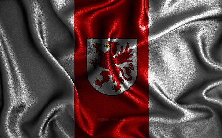West Pomerania flag, 4k, silk wavy flags, polish voivodeships, Day of West Pomerania, fabric flags, Flag of West Pomerania, 3D art, West Pomerania, Europe, Voivodeships of Poland, West Pomerania 3D flag, Poland